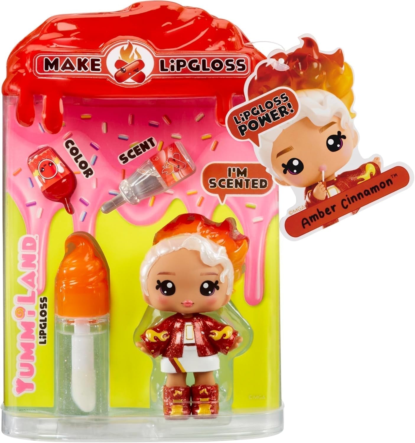 Yummiland Lipgloss-Puppe – Mystery Chase – inklusive DIY-Lipgloss-Set, geeignet für Kinder ab 4 Jahren, Naty Shop Dolls Cinnamon Amber Serie 2