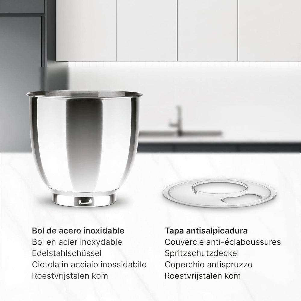 Ufesa Genius 5-In-1 Küchenmaschine Für Professionelle Backwaren, 1200W, 5L, Multifunktions-Küchenroboter, Edelstahl-Schüssel, 6 Geschwindigkeiten + Turbo, 3 Zubehörteile Enthalten, Bpa-Frei Mutter und Kind Naty Shop