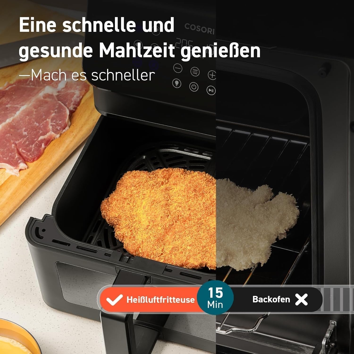 COSORI Heißluftfritteuse Airfryer, 12-in-1 Heißluftfritteuse XXL 6,2 l, Heißluftfritteuse mit Sichtfenster und Rührerinnerung, 80 Rezepte, Haushaltsgeräte, Naty Shop