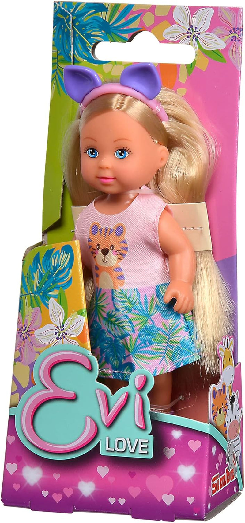 Simba 105733623 - Evi Love Cutie, 3 asortate, Se livrează un singur articol, Păpușa de joacă poartă un costum drăguț de animal cu bentiță, 12cm, De la 3 ani Papusi Naty Shop Titlu implicit