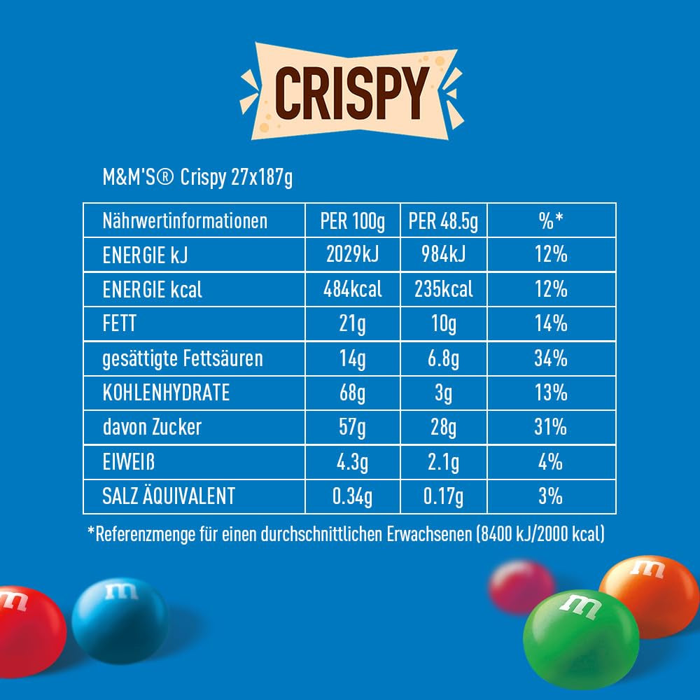 M&M'S Knusprige Schokoladenstückchen mit knusprigem Kern Naty Shop Schokoladenbonbons