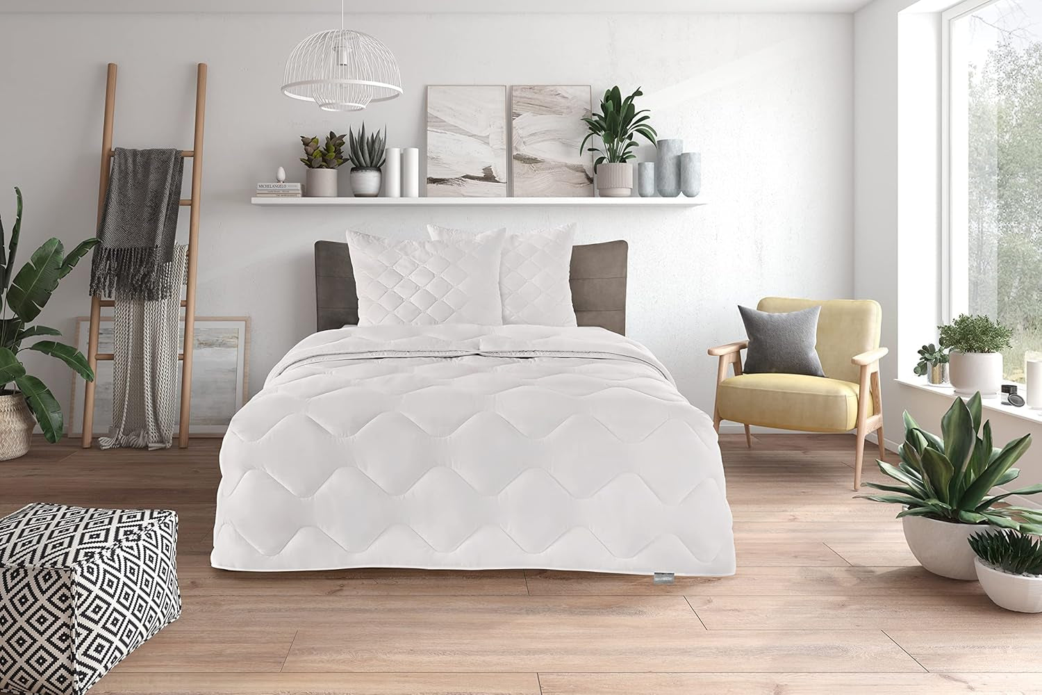 Traumnacht Cosy – Bettwäsche-Set 4 Jahreszeiten, 1 x teilbare Bettdecke 135 x 200 und 1 x Kissen 80 x 80 cm, Öko-Tex-zertifiziert, weiß, entwickelt in Deutschland, (2er-Pack) Naty Shop Bettdecken und Steppdecken 4 Jahreszeiten 200 x 200 Set