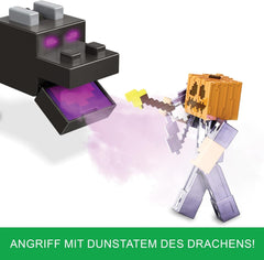 Mattel Minecraft Ender Dragon Actionfiguren-Set, Lichter, Lärm und Nebel mit Steve und Enderman, maßstabsgetreu ca. 8cm große Figuren HTN25 Actionfiguren Naty Shop