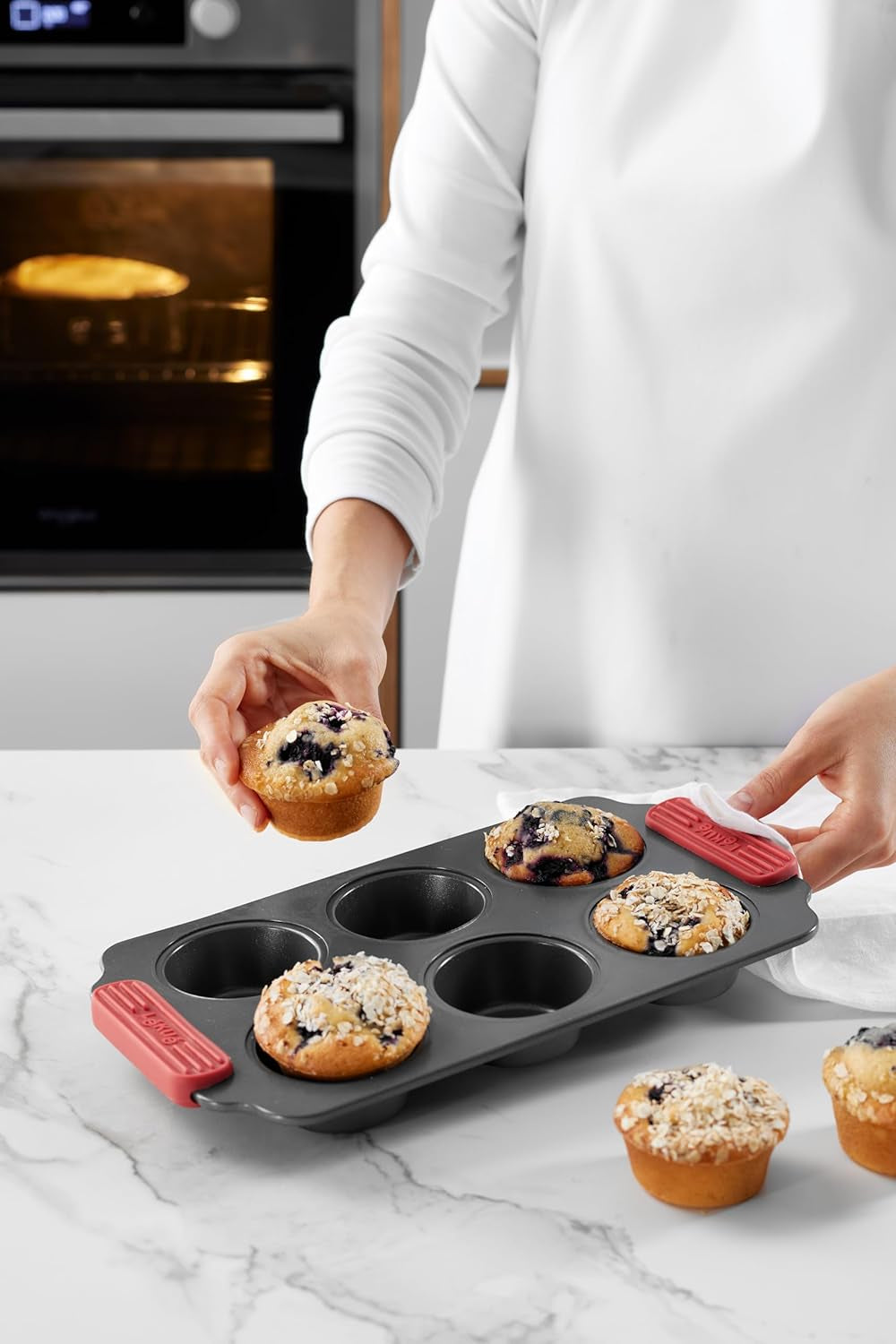 Lékué Muffin-Backform, Antihaftbeschichte, Metall, 6 Muldenformen und Backbleche Naty Shop