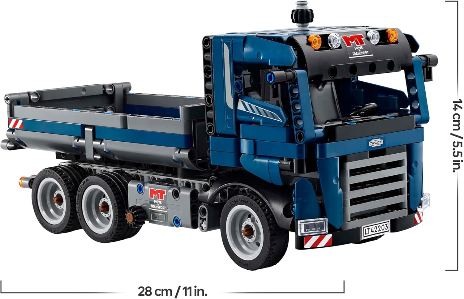 LEGO Technic Kipplaster Spielzeug mit Lenkung und beweglicher Kippmulde - blaues Baufahrzeug - Geschenkidee zum Geburtstag oder für die Feiertage - Bauset für Jungen und Mädchen ab 9 Jahren 42203
