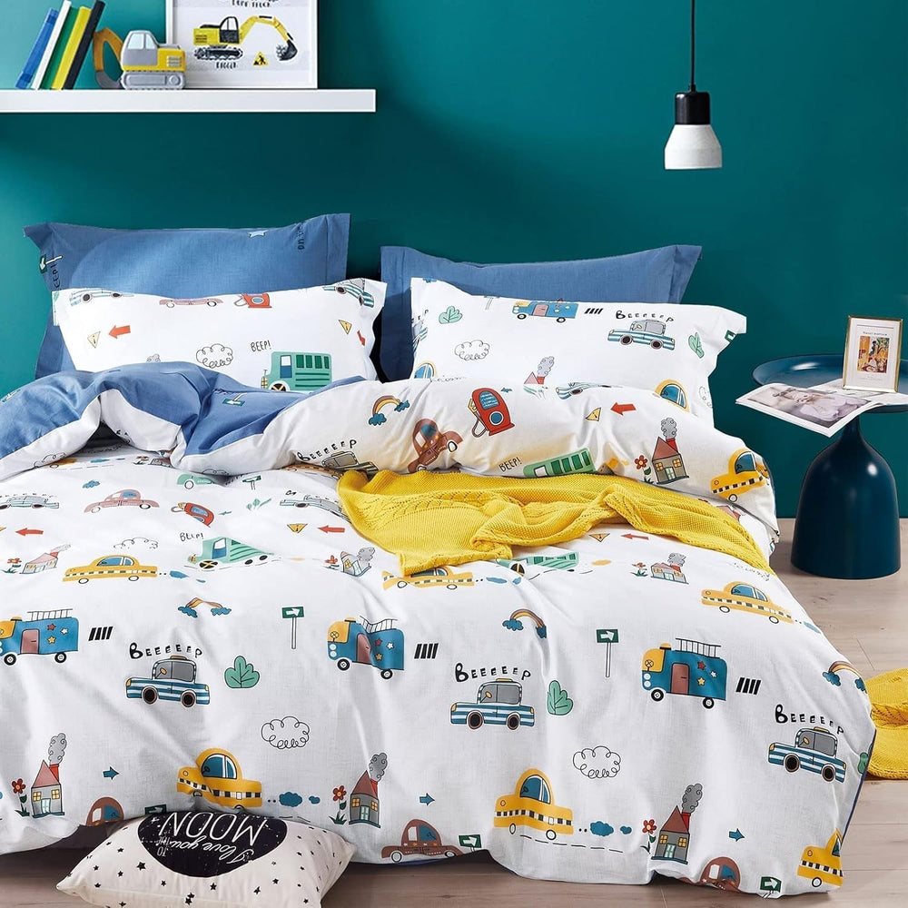 Lenjerie de pat pentru copii băieți cu diverse modele, 100% bumbac Lenjerie de pat - copii Naty Shop Auto (model 2) 100 X 135 cm
