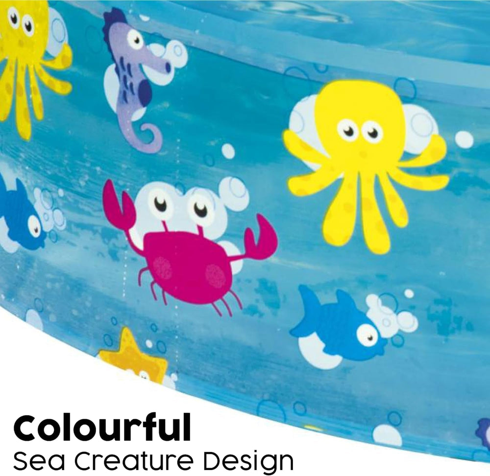 Piscină pentru copii Bestway FillN Fun, Sparking Sea, 122 x 25 cm, BW55028, Multicoloră, 122 x 122 x 25 cm