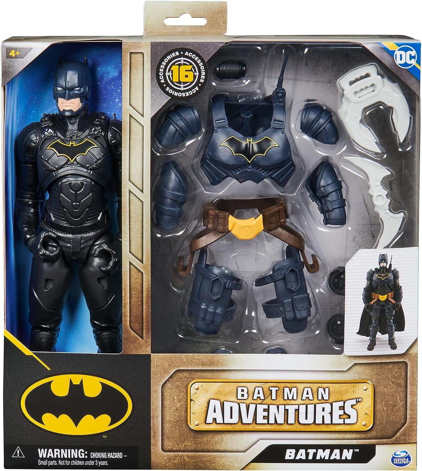 DC Batman Adventures Action Figure, 30 Cm - Cu 16 elemente de echipament și complet mobil pentru aventuri captivante și cascadorii pline de acțiune, jucărie pentru copii de la 3 ani în sus Action figures Naty Shop