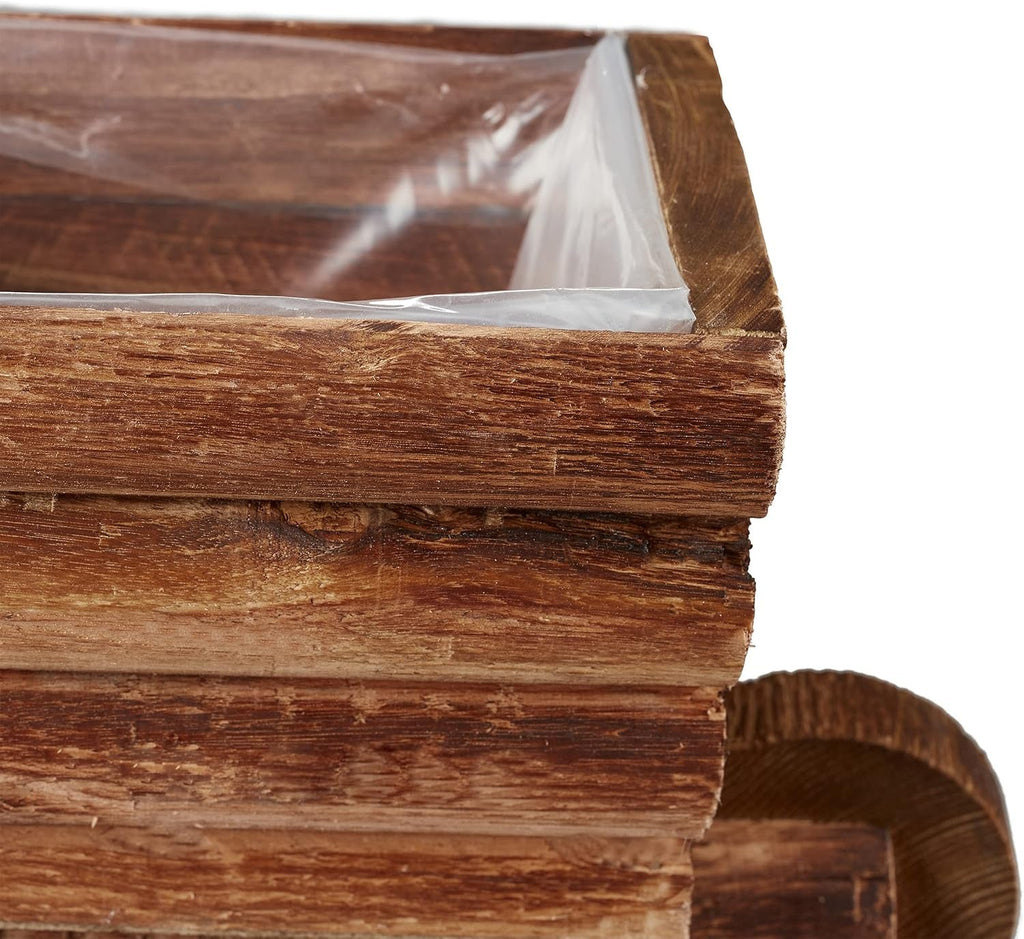 Roabă de plantat Relaxdays, Set de 2, Decorațiune de grădină, Î x l x A: 12,5 x 26 x 12 cm, Cărucior cu flori pentru plantare, Lemn, Natural