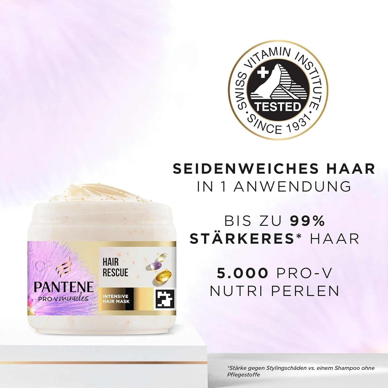 Pantene Pro-V Silky & Glowing Hair Rescue mască intensivă de păr cu Biotină și Keratin Reconstruct 300ml. Ajută la repararea părului uscat, deteriorat sau evidențiat Masca de par Naty Shop