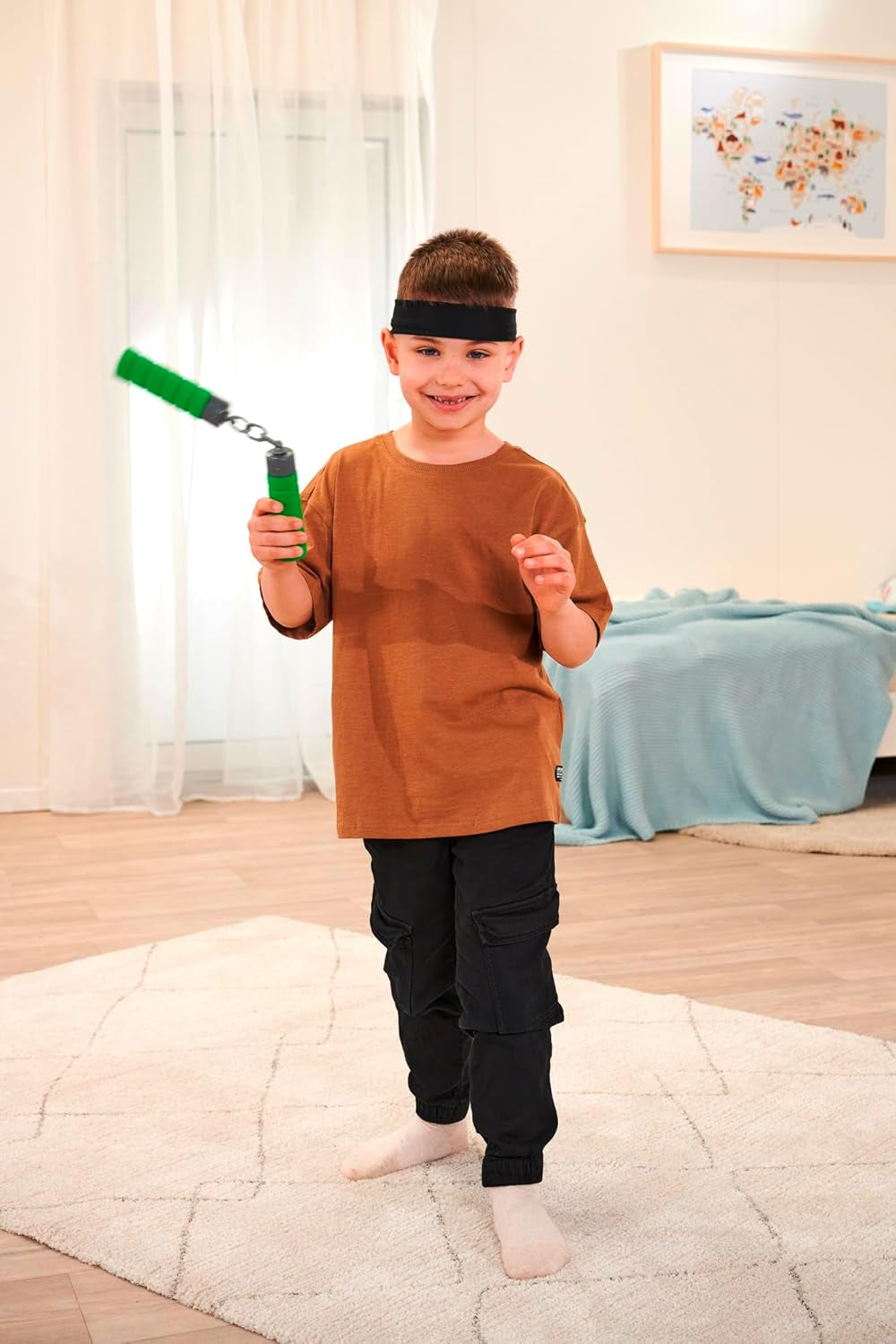 Next Ninja Nunchaku, Sound, Griff mit weichem Material umwickelt, 13cm, Rollenspiel, ab 3 Jahren, grün Actionfiguren Naty Shop