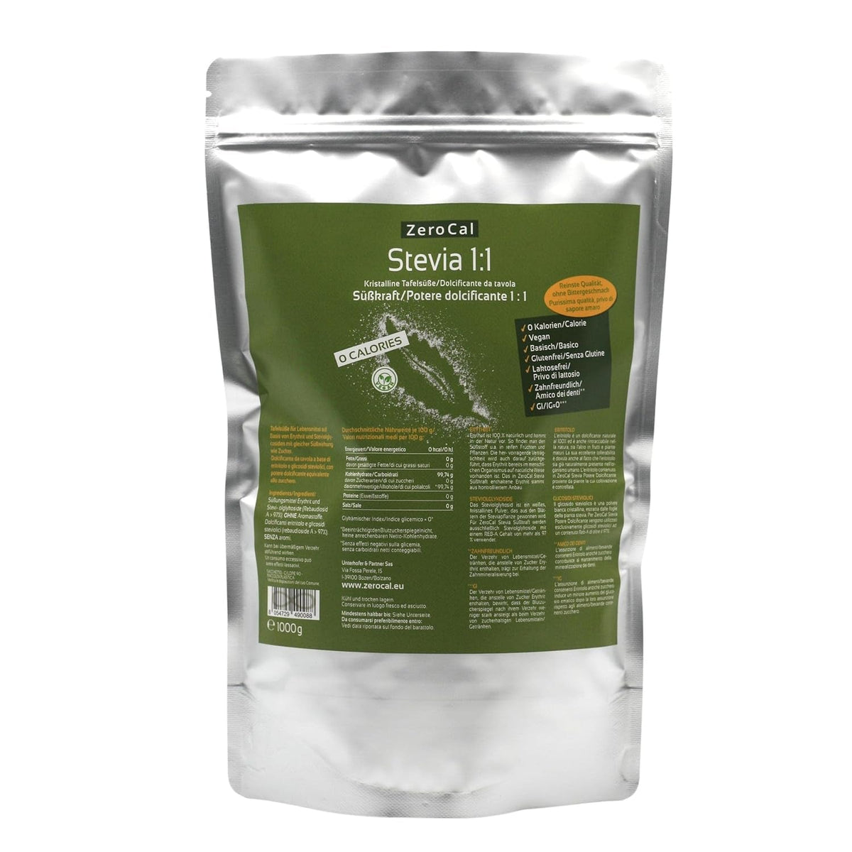 Stevia 1:1 (Erythrit - Stevia) - Natürlicher Zuckerersatzstoff, 1000 G Süßstoffe Naty Shop Standardtitel