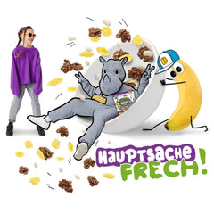 FRECHE FREUNDE KIDS, Bobs & DIKKAs Muesli crocant cu banană și cacao, muesli crocant cu ciocolată pentru copii, conținut scăzut de zahăr, fără aditivi, 100% vegan, 6 bucăți (6 x 280g)