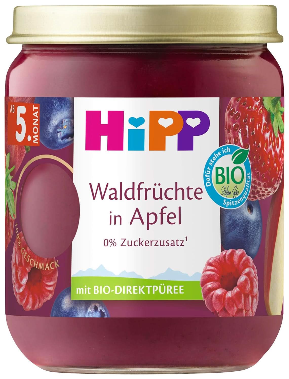 Hipp Bio Waldfrüchte in Äpfeln, 160G, 6er Pack (6X160 Gramm) Mutter und Kind Naty Shop