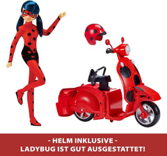 Bandai - Miraculous Ladybug - Scooter Miraculous Switch'n go + Gelenkpuppe Ladybug Lucky Charm 26 cm - P50668