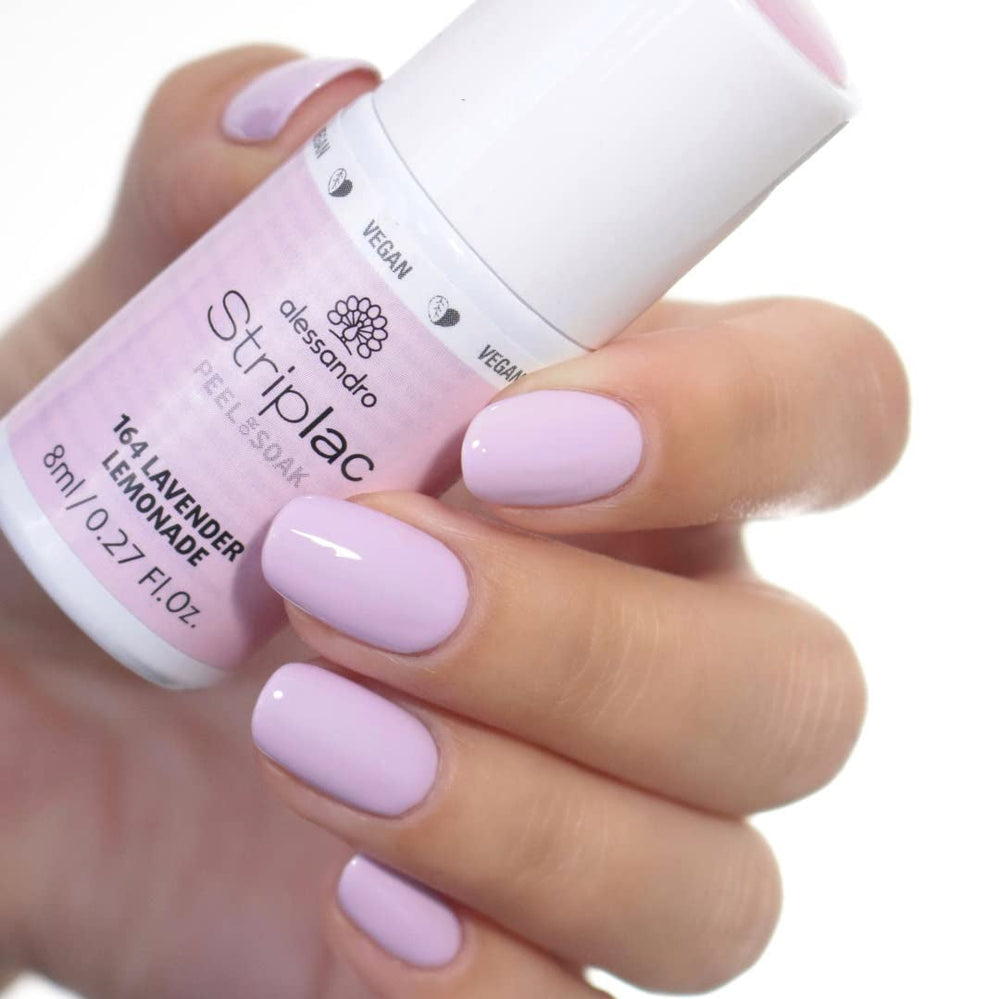 Oja UV alessandro Striplac Lavender Lemonade – Delicată și de lungă durată – Îndepărtare ușoară datorită tehnologiei de îndepărtare – Vegană și cruelty-free – 8 ml