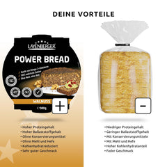 Layenberger Prower Bread Walnut, Eiweiß- Und Ballaststoffquelle, Ohne Konservierungsmittel, Ohne Hefe, Ohne Mehl, Mit 14G Protein Pro 100G, (1 X 500G) Mischung zum Backen und Kochen Naty Shop