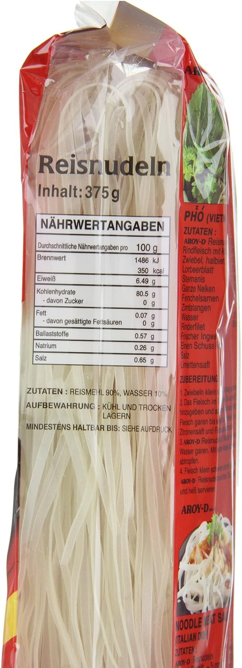 Aroy-D Reisnudeln, glutenfrei, 3-mm-Packungen (1 Packung x 375 g)