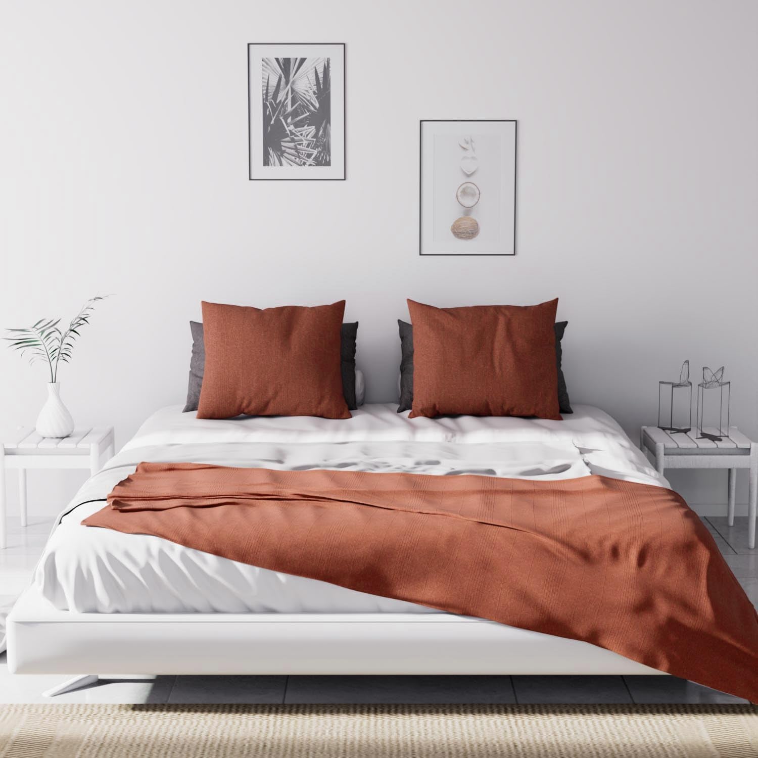 Soleil D'Ocre, Adele, cuvertură de pat, aruncare canapea, bumbac, roșu cărămiziu, 220 X 240 Cm Paturi si Cuverturi Besuche den Soleil d'ocre-Store