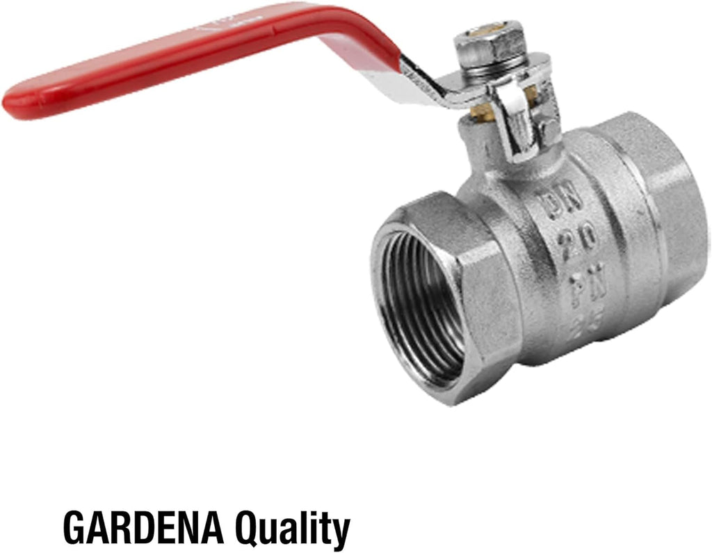 Robinet cu bilă Gardena: Robinet de evacuare pentru uz interior și exterior, filet interior pe ambele părți, filet de 26,5 mm (G 3/4 inch) (7336-20)