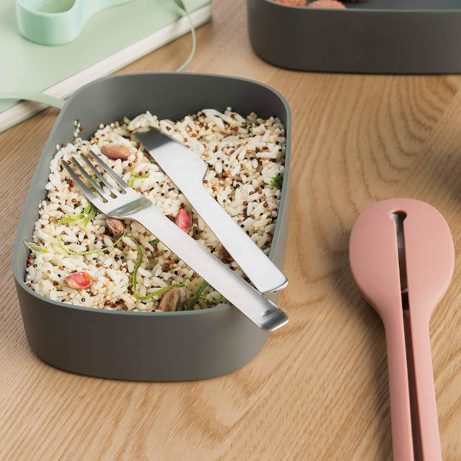 BergHoff cutie bento dublă - Leo (set cutie de prânz 19x12.5x9 cm, două cutii, rezistent la microunde, sigiliu etanș, rezistent la spălarea vaselor, ideal pentru gustări / gustări / salată) 3950126 Cutii depozitare alimente Naty Shop