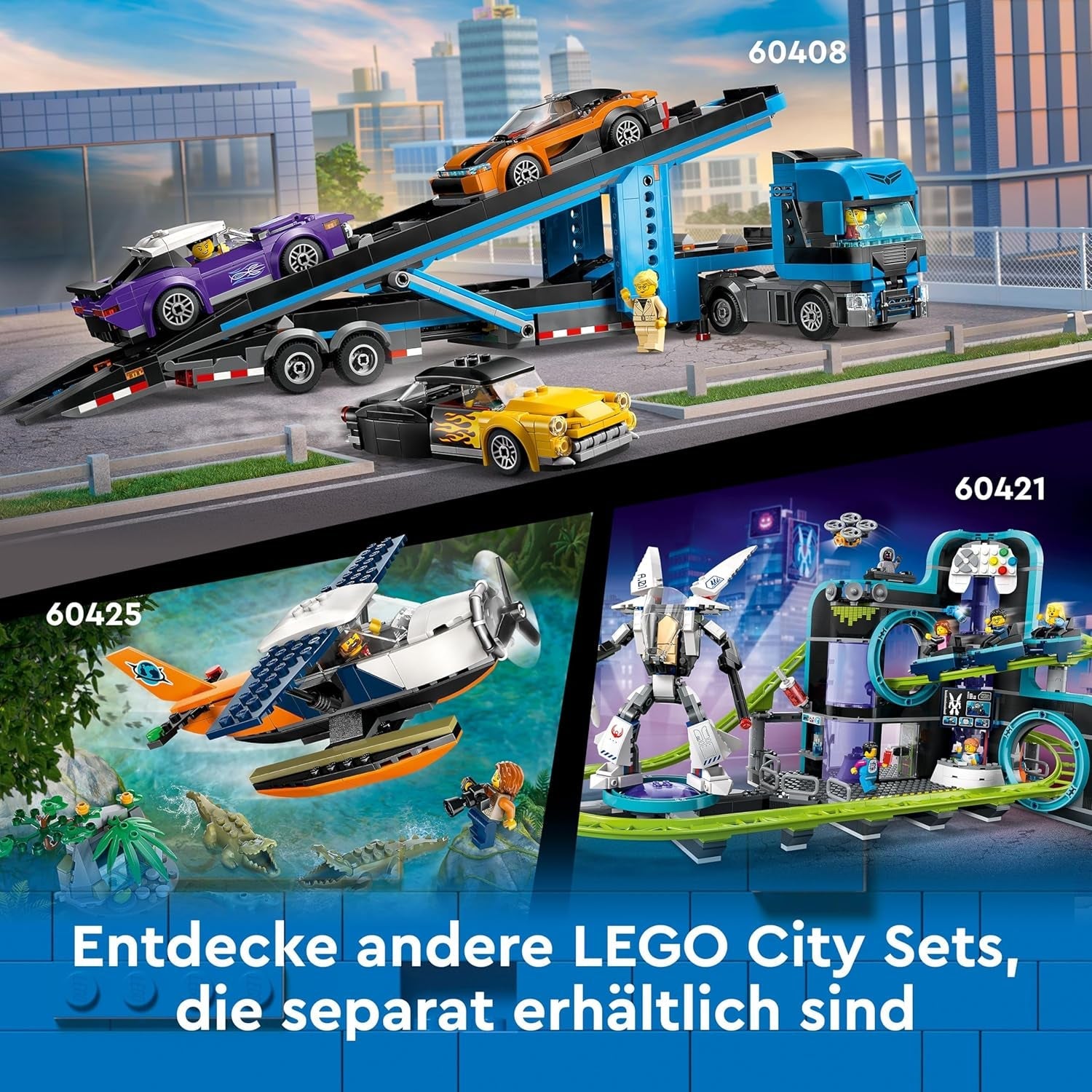 LEGO City Red Double-Decker Sightseeing Bus Toy, Red Vehicle for 7 Plus Year Old Boys & Girls, Creative Set with 5 Minifigures Including a Baby and Buggy, Birthday Gift Idea 60407