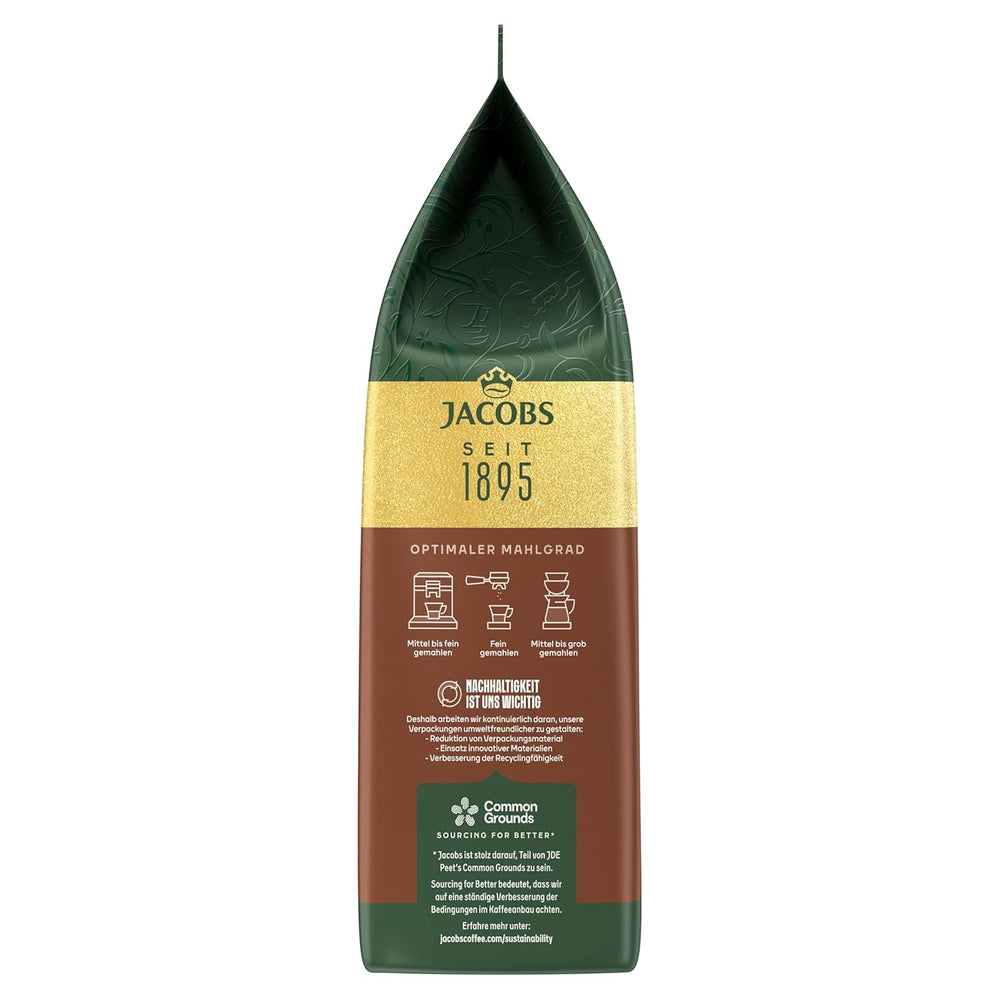 Jacobs Kaffeebohnen Café Crema Intense, intensiv mit Kakao- & Nussnote, geröstet in Bremen, Intensität 7/10, Kaffee ganze Bohnen, 1 kg