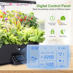 Sistem de creștere hidroponică de interior cu setări inteligente de program de iluminare, ghiveci pentru grădină de plante aromatice cu lumină de creștere cu spectru complet, 17 capsule, negru