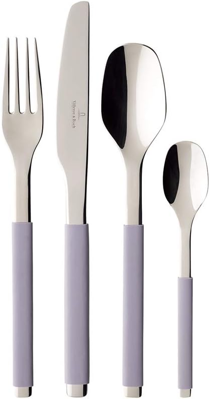 Villeroy und Boch - S+ Taupe Hochwertiges Besteckset aus Edelstahl mit Silikongriff Naty Shop Lavender 24 Besteck