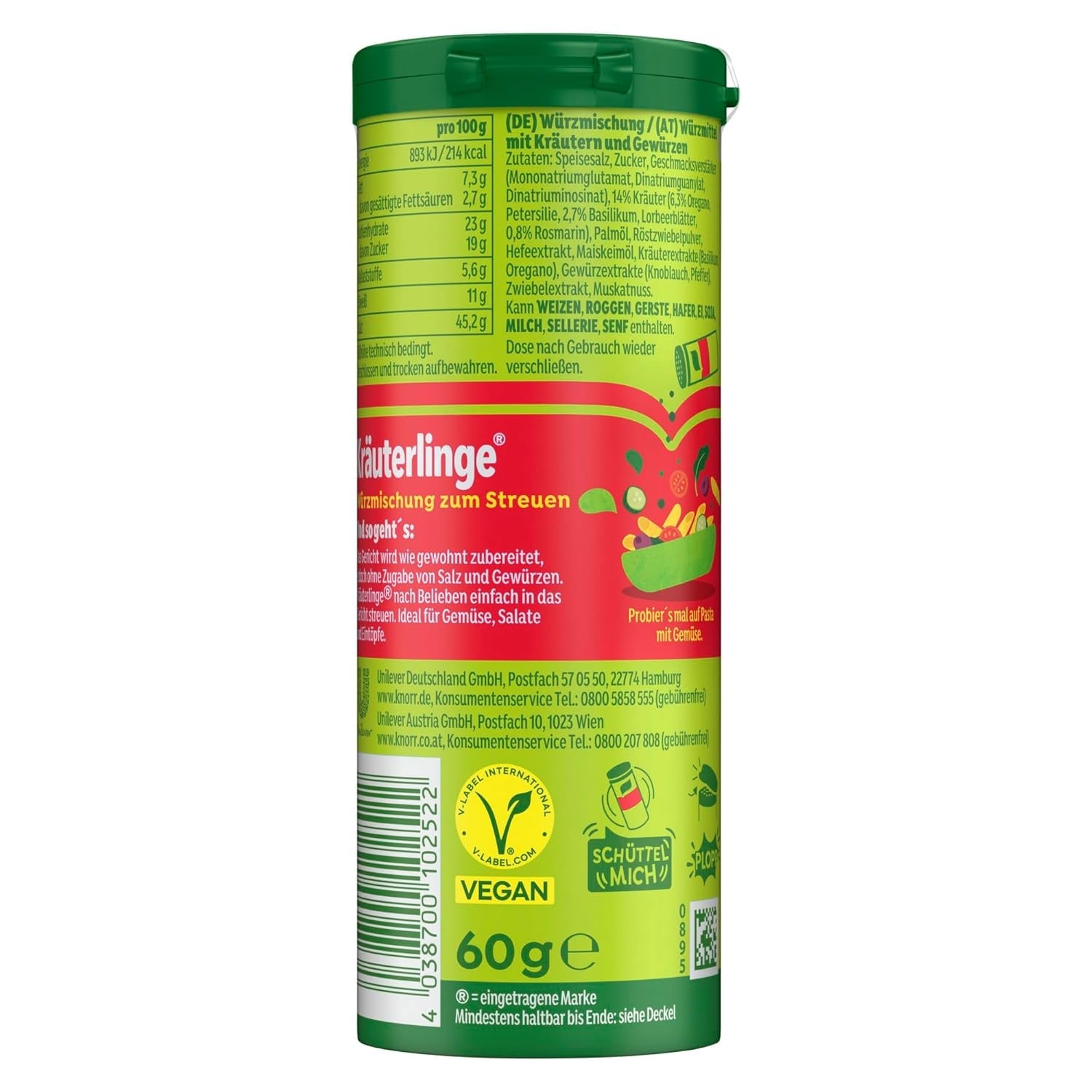 Knorr Kräuterlinge Italienische Kräuter Würzmischung zum Streuen für Pasta, Gemüse oder einen Salat 60 g