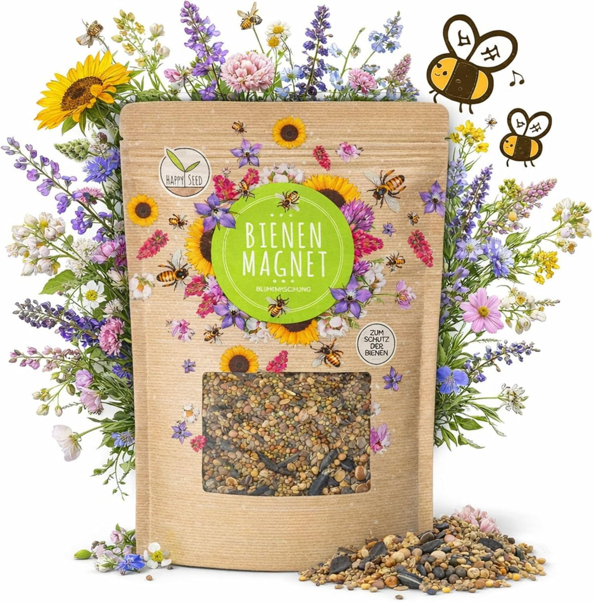100 g de semințe de flori sălbatice pentru o pășune colorată pentru albine - Amestec vibrant și bogat în nectar de semințe de flori sălbatice pentru albine și fluturi (include eBook GRATUIT)