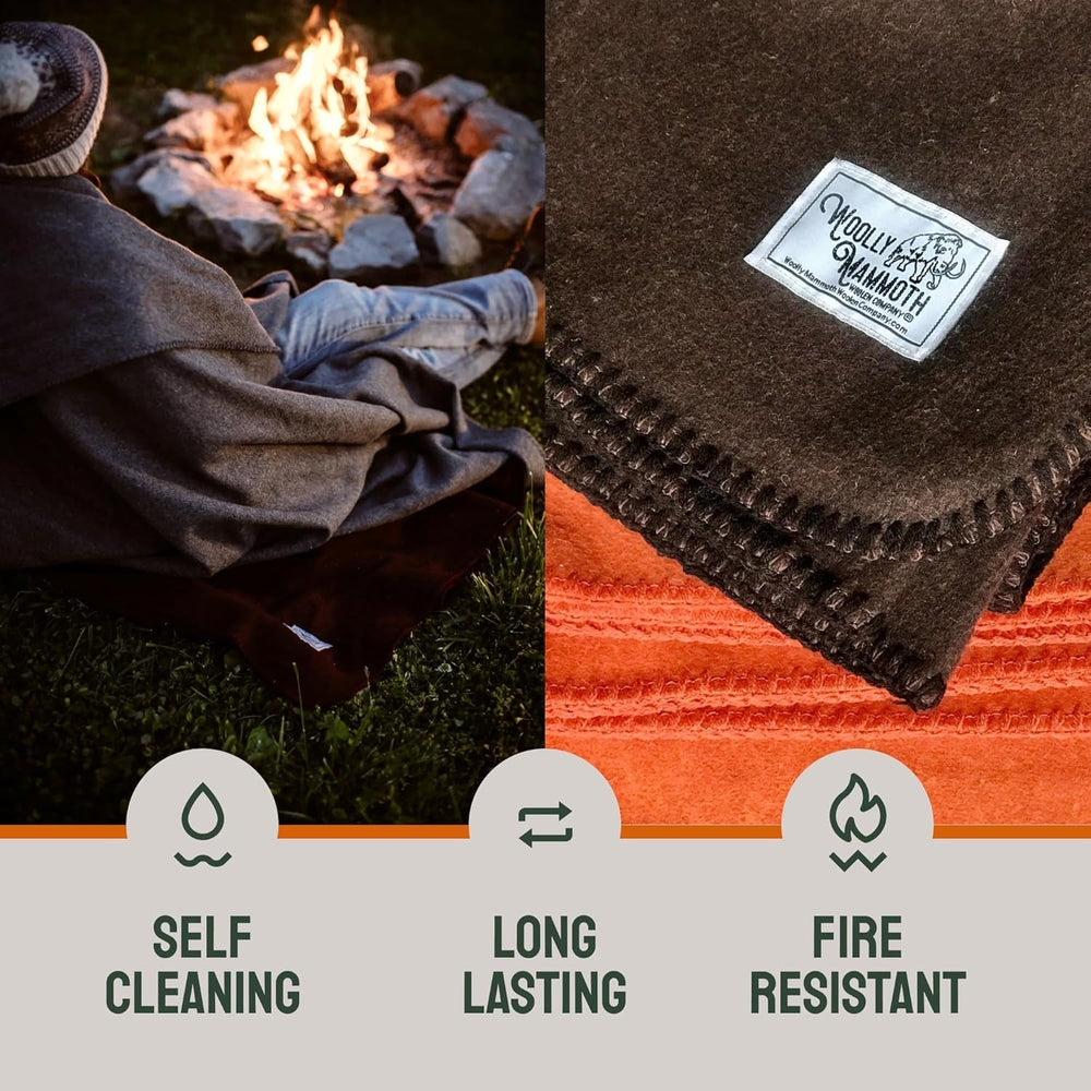 Woolly Mammoth Woolen Co. Campingdecke, extra groß, Merinowolle, die perfekte Outdoor-Ausrüstung für Bushcraft, Camping, Trekking, Wandern, Überleben oder Hüttendecke. Braun, 168 x 228 Betten und Decken Woolly Mammoth Woollen Company