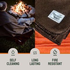 Woolly Mammoth Woolen Co. Campingdecke, extra groß, Merinowolle, die perfekte Outdoor-Ausrüstung für Bushcraft, Camping, Trekking, Wandern, Überleben oder Hüttendecke. Braun, 168 x 228 Betten und Decken Woolly Mammoth Woollen Company