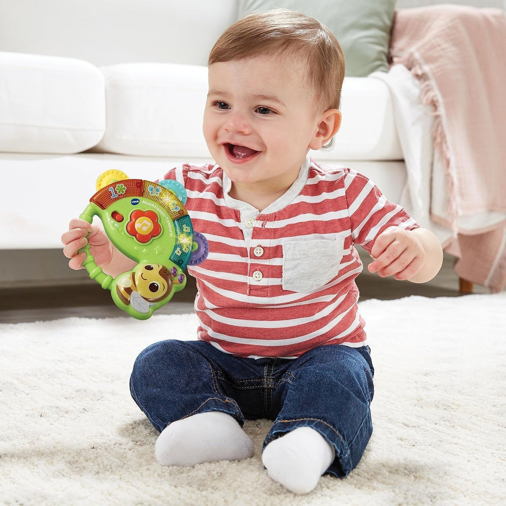 Vtech Baby Musical Bee Tambourine - Jucărie muzicală cu numere, sunete amuzante, propoziții și cântece - Pentru copii cu vârsta cuprinsă între 3-36 luni Jucarii Bebe Naty Shop