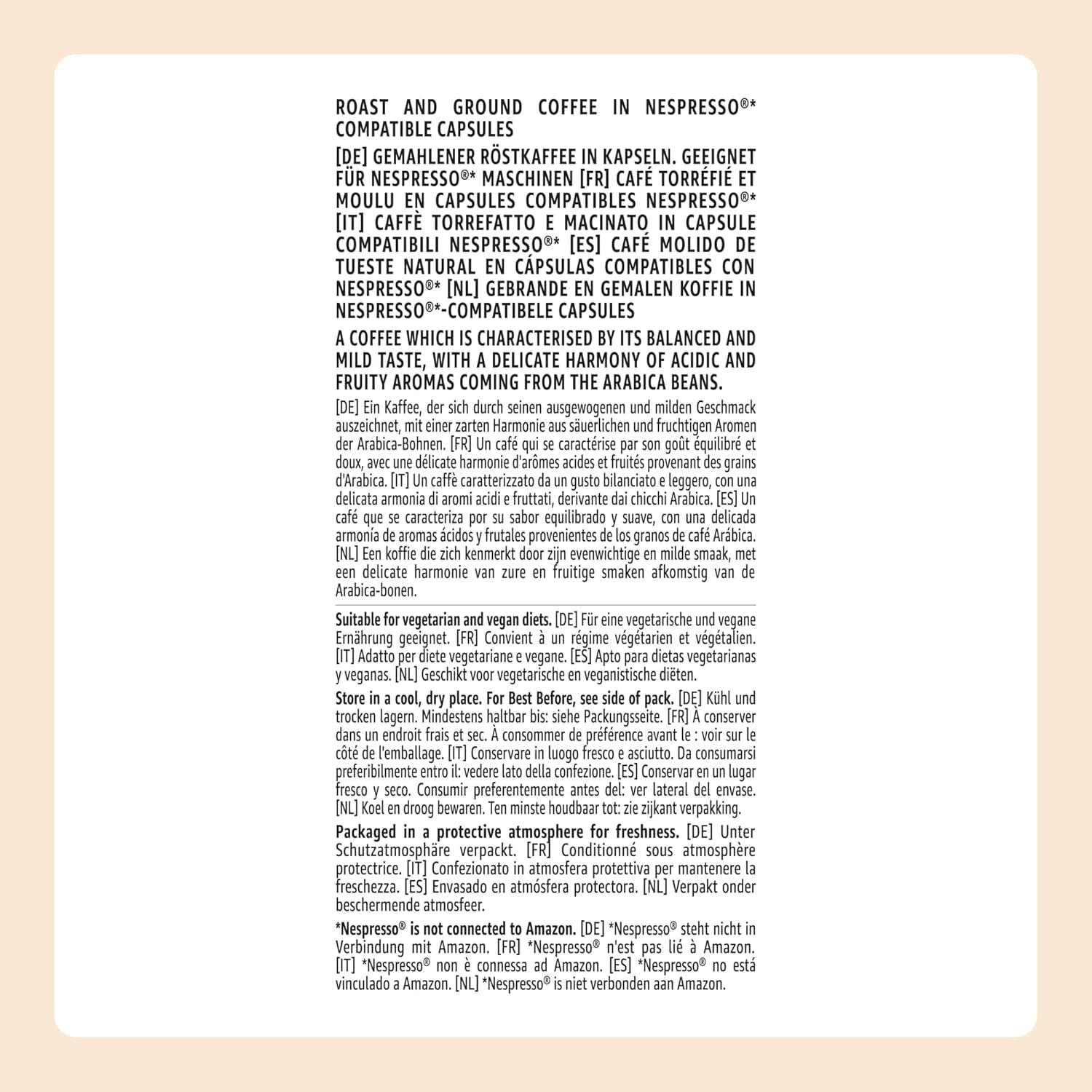by Amazon Lungo Kaffee-Kunststoffkapseln, Nespresso-kompatibel, 20 Stück, Packung mit 1 – Rainforest Alliance-zertifiziert