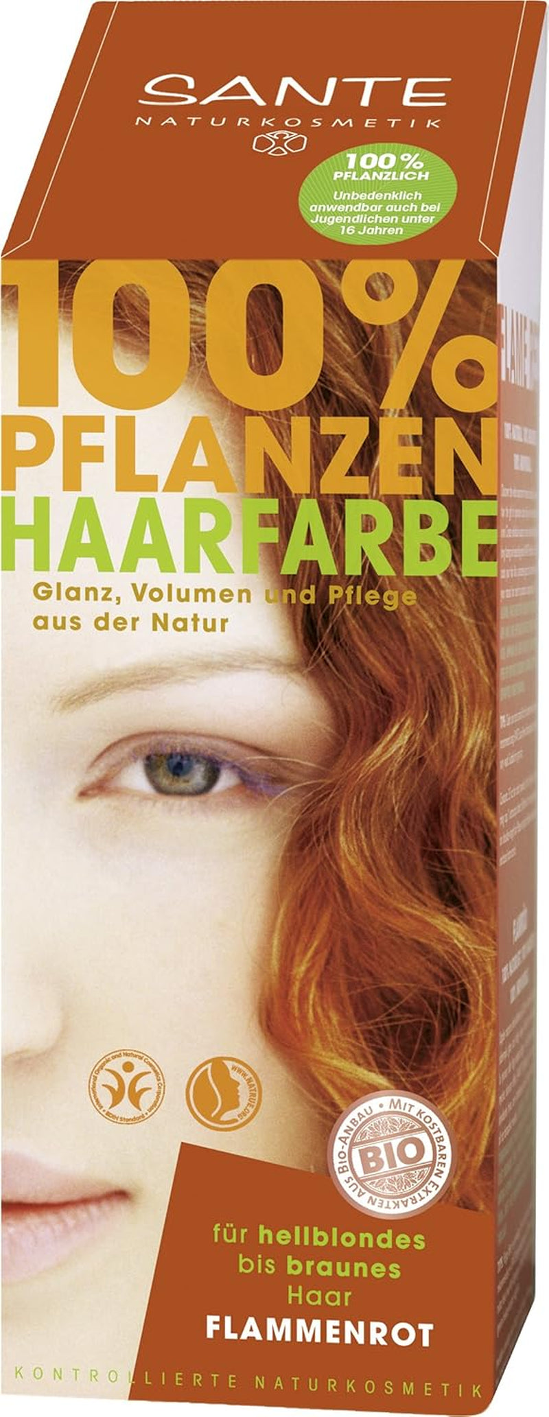 SANTE Natural Cosmetics Plant Hair Colour Powder, Natural Red, 100 g (1 pachet) Vopsea pentru par Naty Shop Roșu flacără 100 G (1 pachet)
