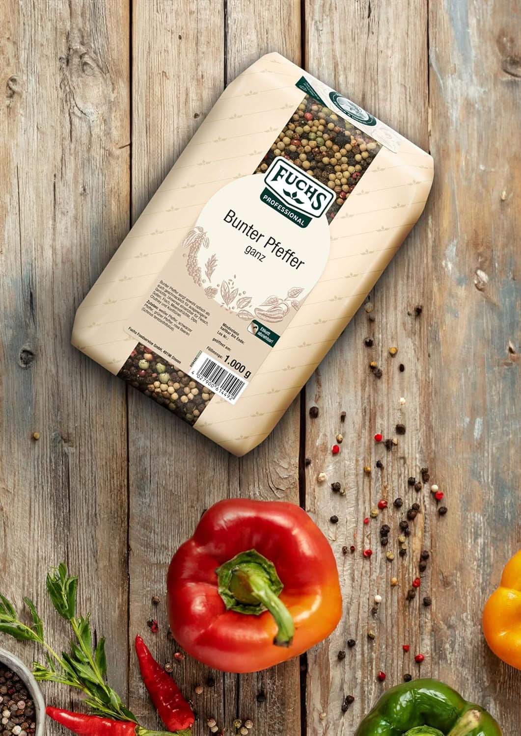 Fuchsfarbener ganzer Pfeffer, 1 kg Condimente Naty Shop