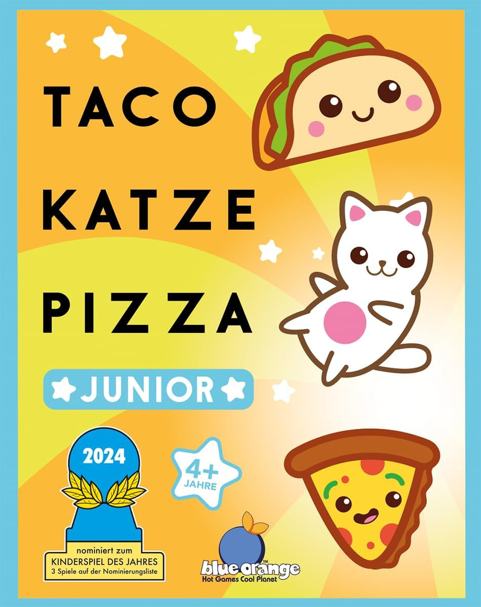 Blue Orange, Taco Cat Pizza Junior, Kinderspiel, Kartenspiel, Kinderspiel des Jahres 2024 nominiert, 2-6 Spieler, ab 4 Jahren, 5 Minuten, Deutsch