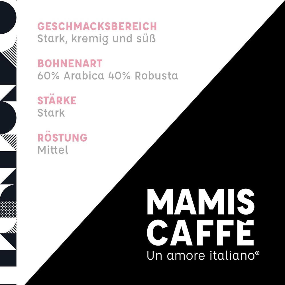 Mamis Caffè Dolce Vita, ganze Espressobohnen, perfekt als Cappuccino oder Latte Macchiato Coffee Naty Shop