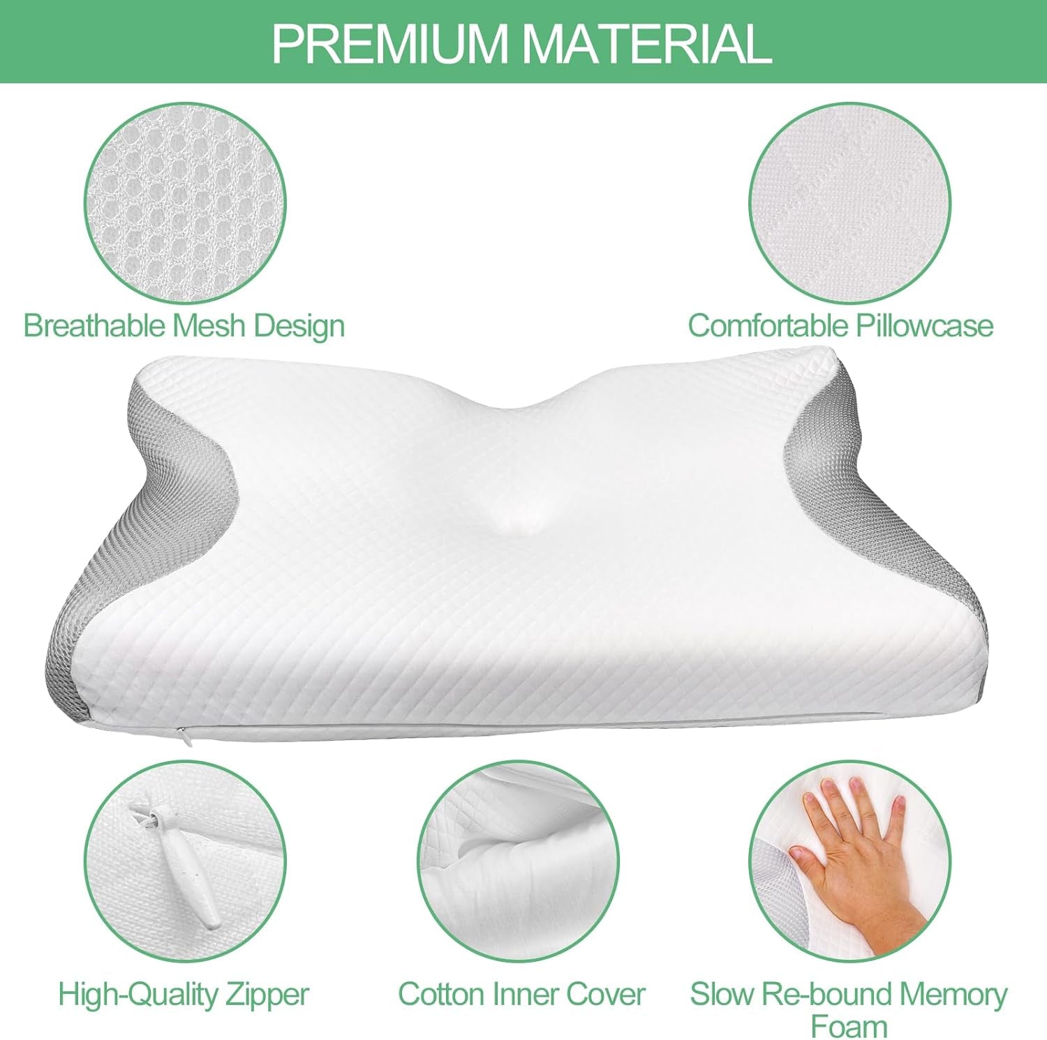 Pernă ortopedică, pernă pentru dureri de gât, pernă din spumă cu memorie, pernă ortopedică pentru gât, pernă ortopedică pentru dormit, pernă ortopedică pentru susținerea gâtului, pernă anti sforăit pentru părți Perne ortopedice cervicale Naty Shop