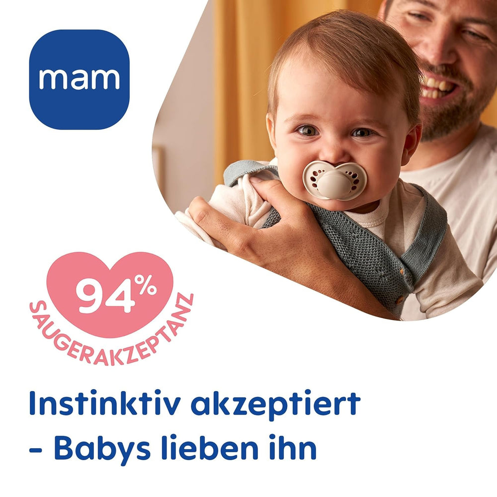 Suzetă MAM Original Day & Night Matt | 6-16 luni | Acceptare 94% | Suzeta pentru bebeluși ajută la prevenirea alinierii dinților nedoriți | Dezvoltată împreună cu dentiști | Silicon SkinSoft | Vulpe/Lună | Pachet de 4