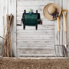 Tambur furtun Relaxdays, tambur furtun cu manivelă, pentru furtun de 60 m, oțel, ÎxLxA: 41,5 x 54 x 45 cm, negru