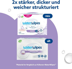 Șervețele umede WaterWipes Sensitive+ Soothing Clean, 720 bucăți (12 pachete), curățare, îngrijire și calmare 3 în 1, 99% apă cu extract de plante, șervețele umede pentru bebeluși fără parfum
