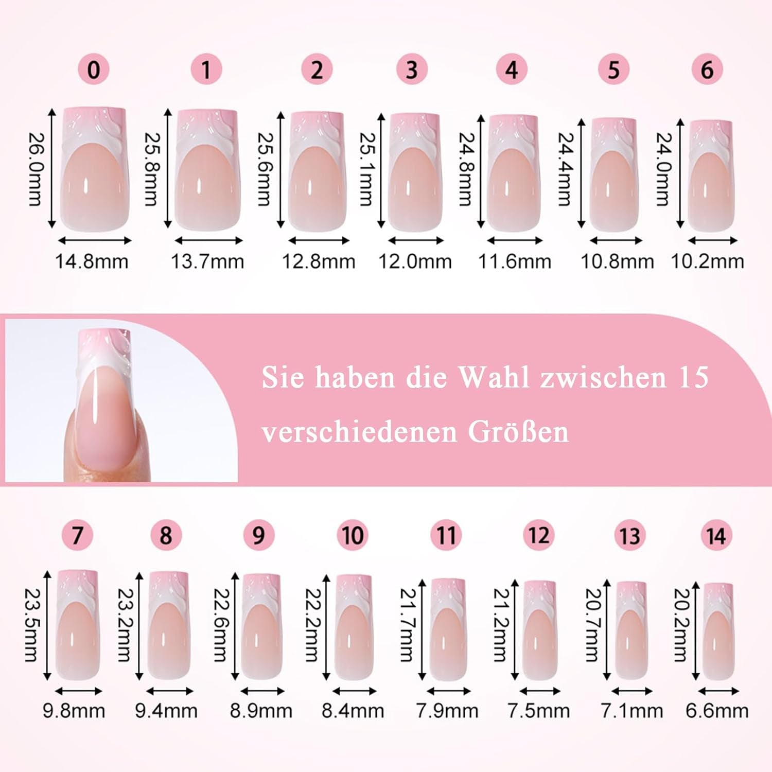 30 de bucăți unghii false franțuzești - unghii artificiale pentru lipit - unghii cu gel moale pentru femei - unghii adezive acrilice, manichiură pătrată (roz franțuzesc)