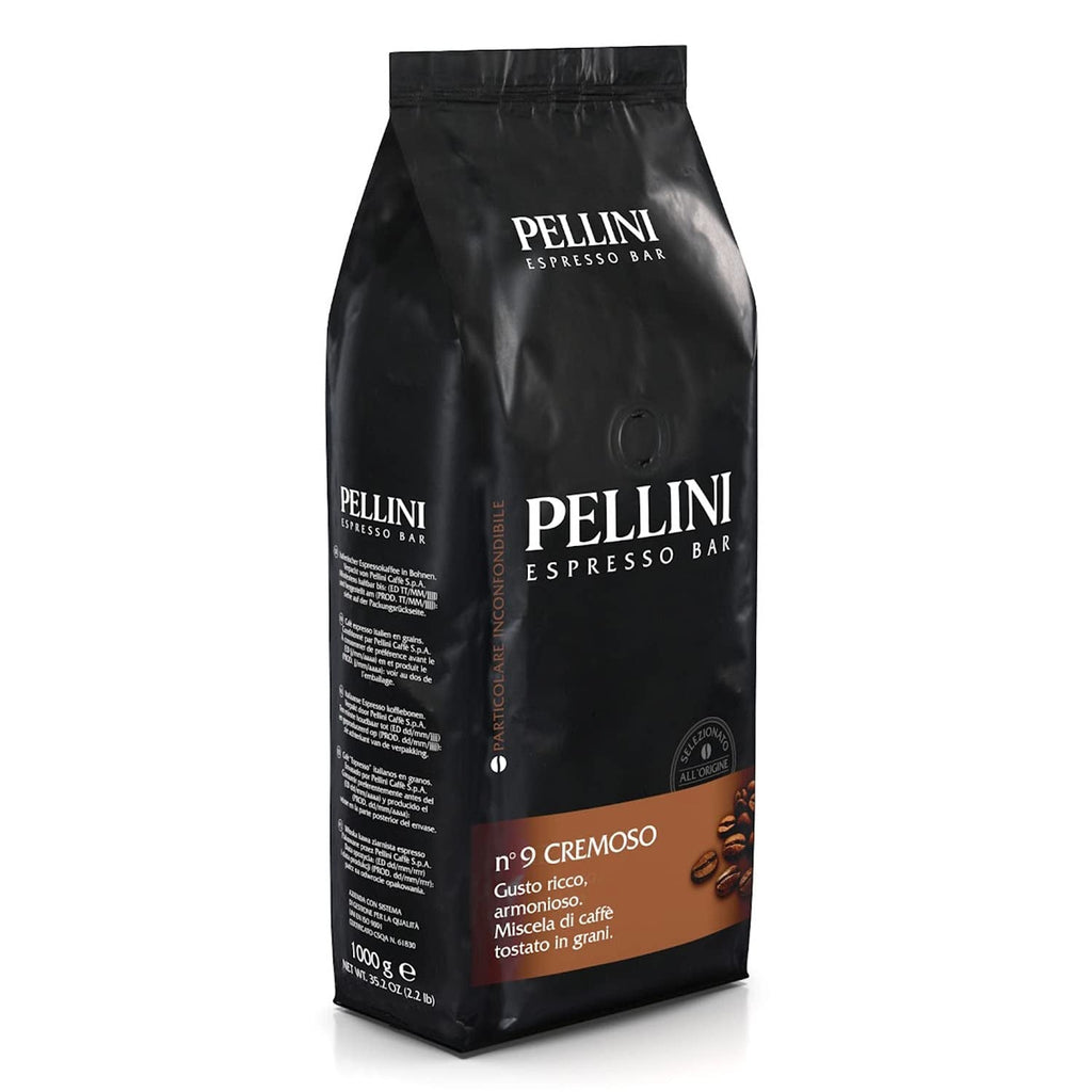 Pellini N.9 Cremoso, boabe de cafea pentru espresso 1Kg, amestec de Arabica și Robusta Cafea Naty Shop