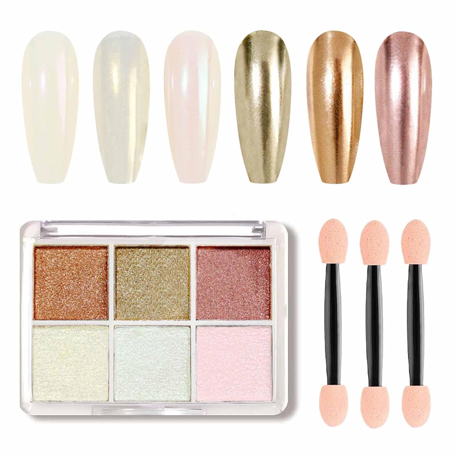 GZMAYUEN Chrom Pulver Für Nägel 6 Farbe Mirror Chrome Nail Powder Pigment Powder Nail Art