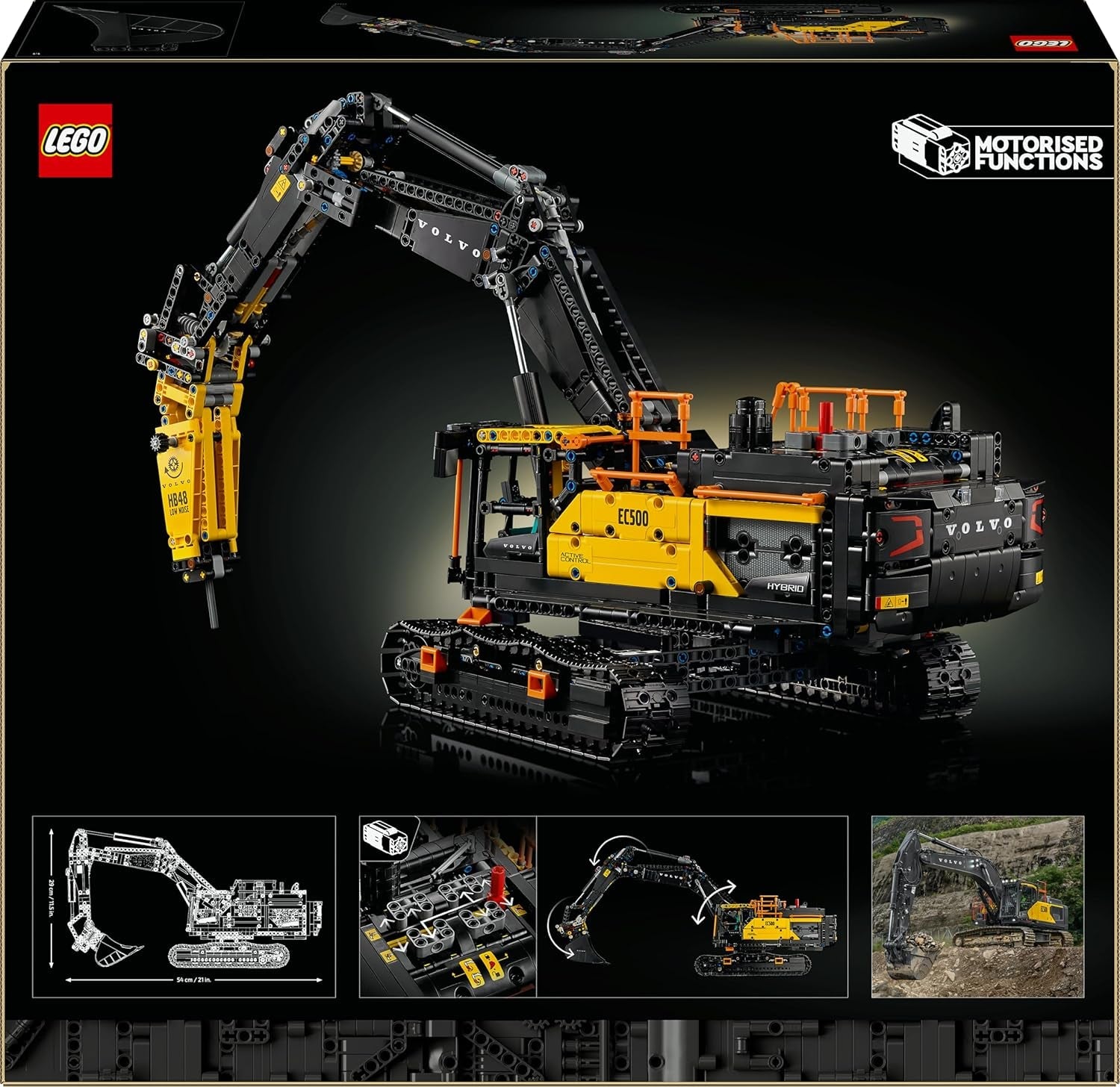 LEGO Technic Volvo EC500 Hybrid-Bagger - Spielzeug Automodell mit Motor für Erwachsene mit beweglichem Ausleger, Kettenantrieb sowie austauschbarem Hammer und Schaufel - Geschenkidee - 42215