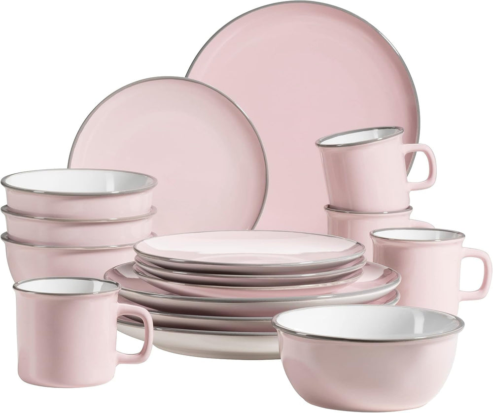 Mäser Geschirr-Set, Steingut Maila Rosa/Grau/Blau/Grün, 4-Personen-Set Geschirr-Sets Naty Shop Rosa