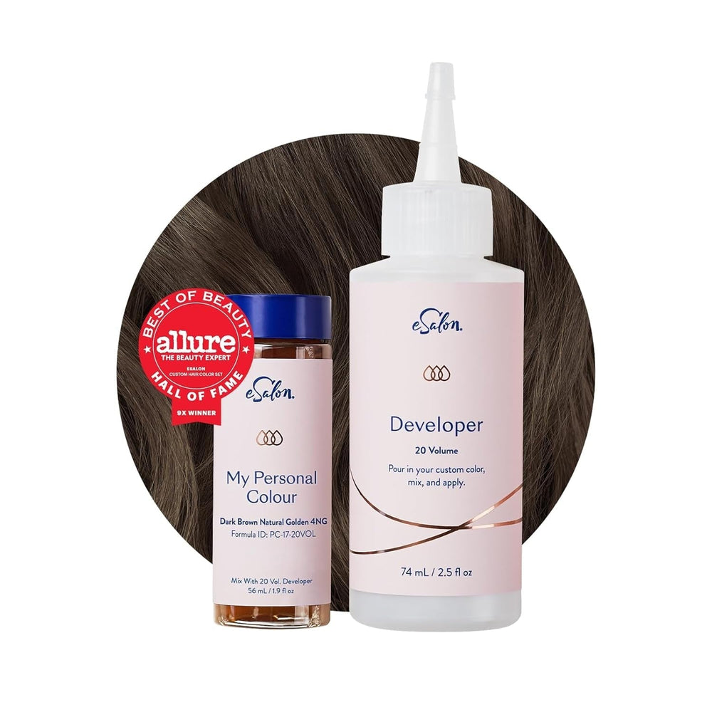 Set colorant permanent pentru păr, 100% acoperire gri, colorare la domiciliu, 0% amoniac vopsele de păr, vopsele de păr multidimensionale, vopsele de păr profesionale Vopsea pentru par Naty Shop Maro închis aur natural 4Ng