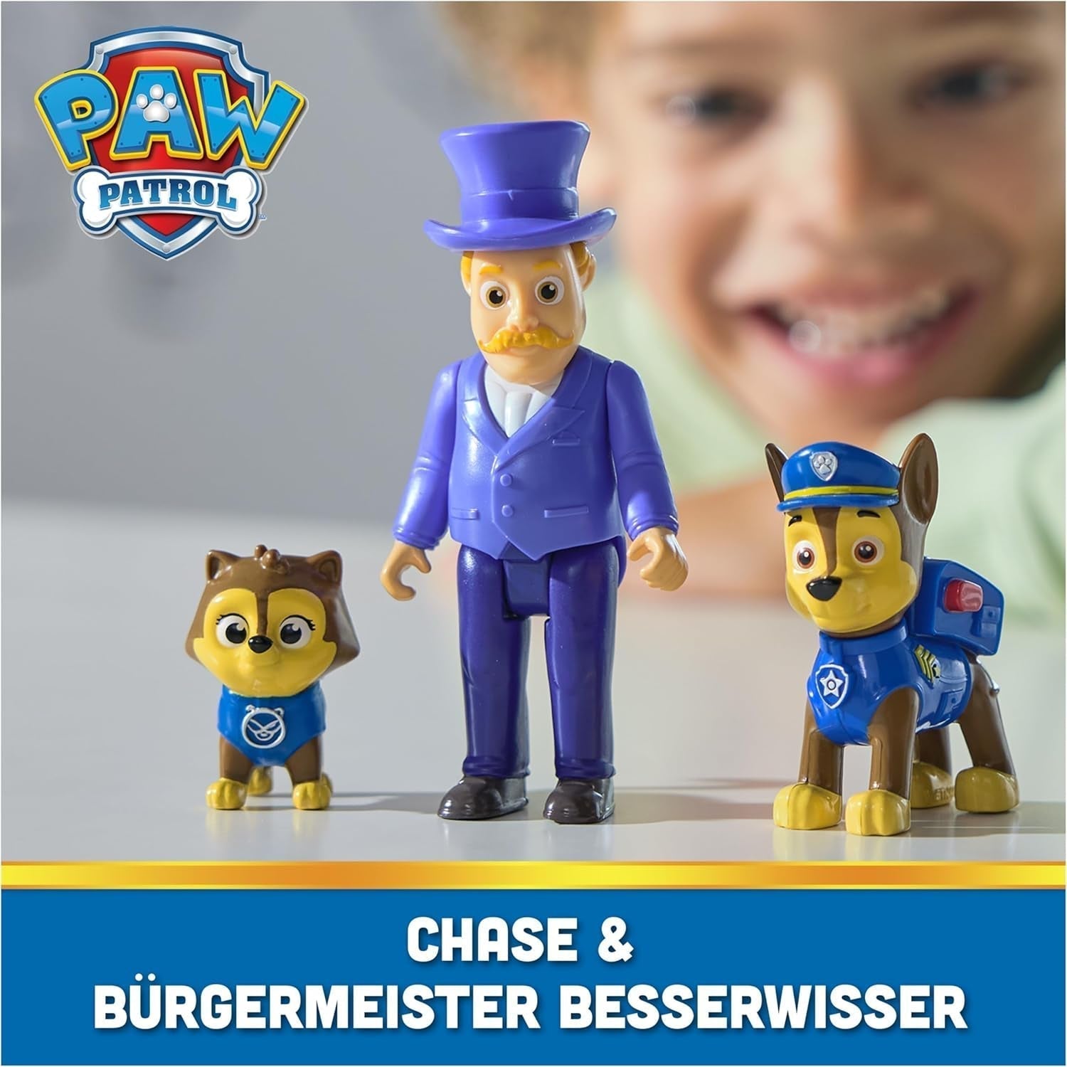 PAW PATROL Hero Pups – Actionfiguren-Set mit 1 Chase Dog-Figur, 1 Chaos Cat-Figur und 1 Besserwisser-Bürgermeister-Figur, Spielzeug geeignet für Actionfiguren ab 3 Jahren Naty Shop